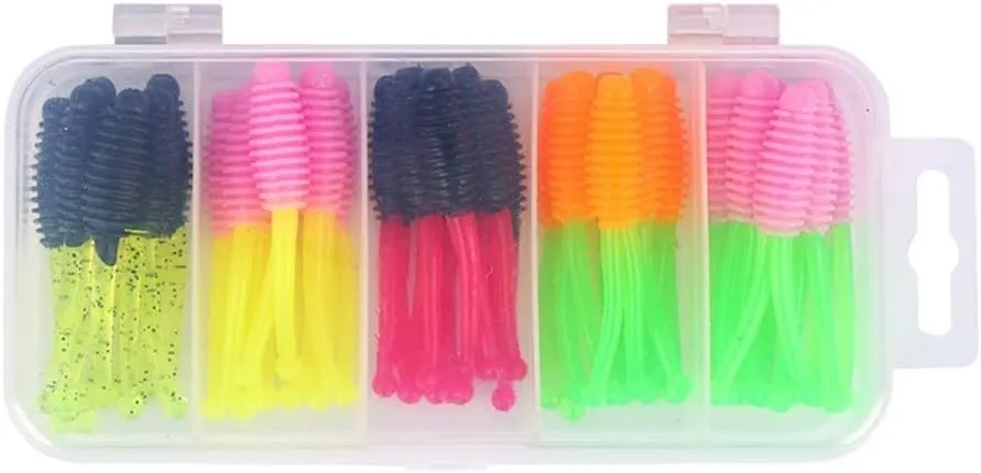 30 señuelos de pesca multifuncionales en PVC con solución de fácil almacenamiento