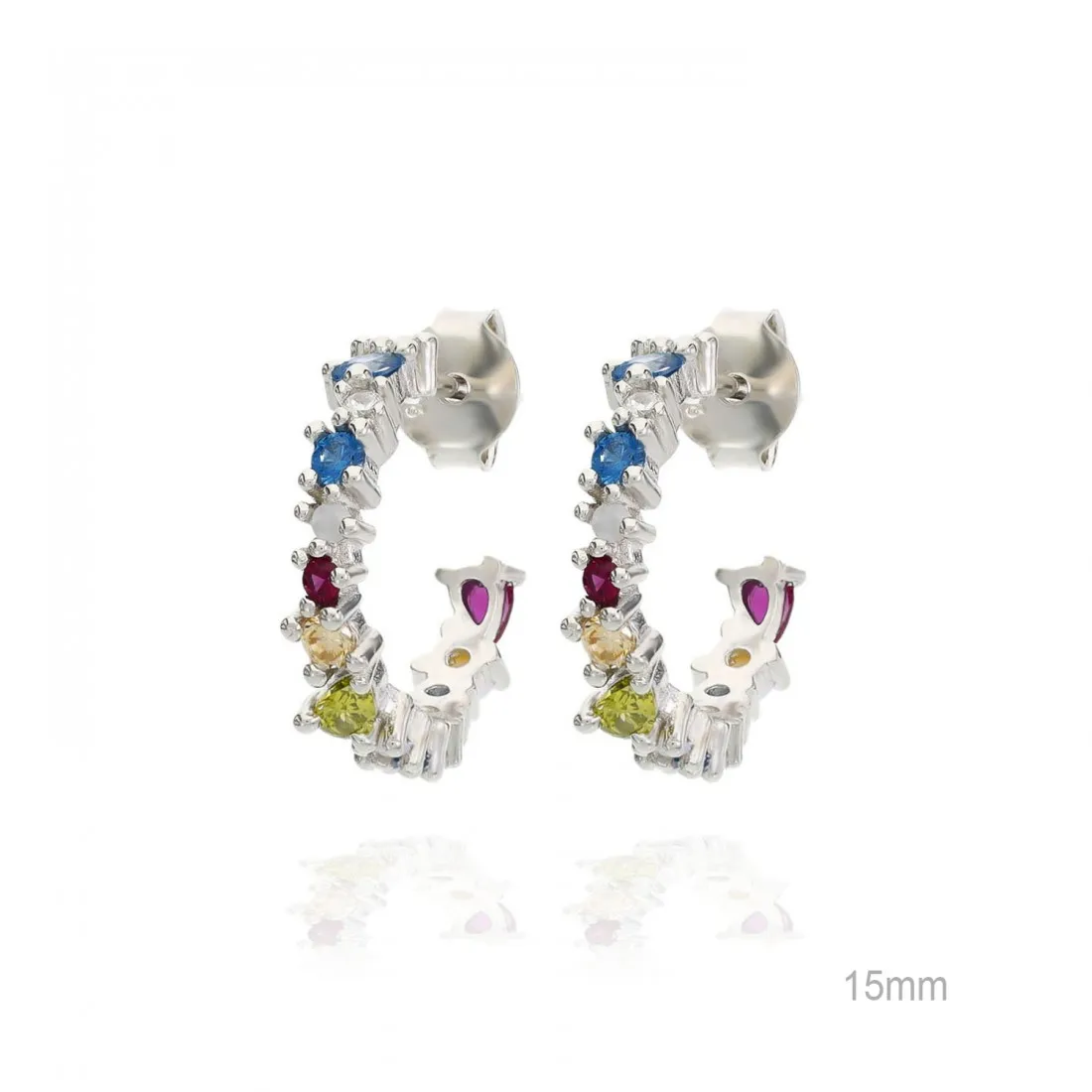 Aros Plata con Piedras de colores