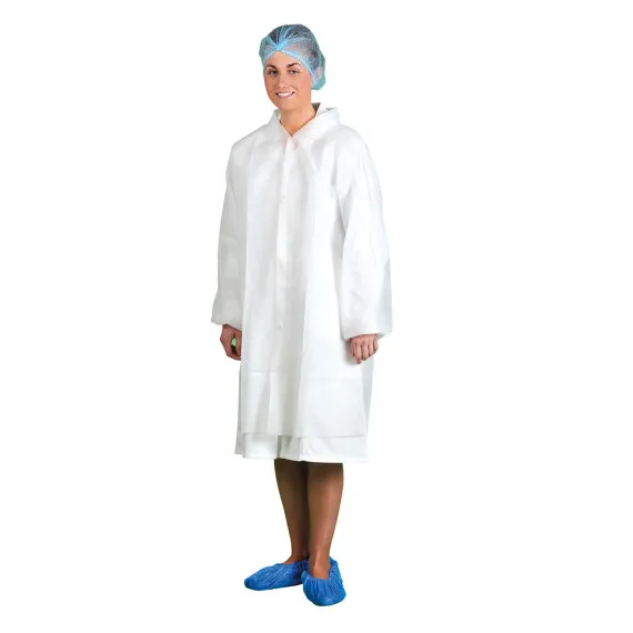 Bata de PP con abertura frontal para visitas, desechable, blanco PORTWEST D118