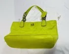 BOLSO DE MANO COACH DE CUERO LOCO Plateado/Verde Kiwi