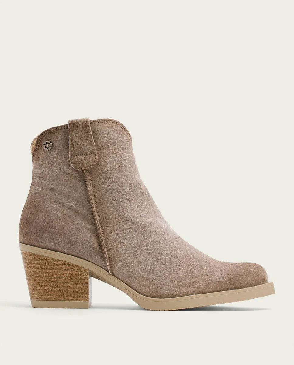 BOTINES COWBOY DE PIEL ARENA CON CREMALLERA HEBE