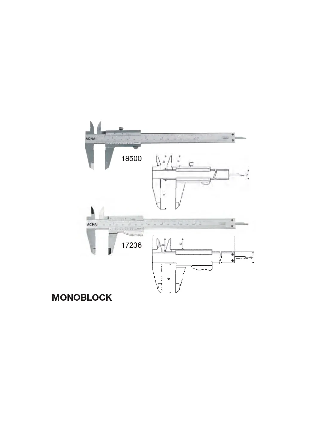 CALIBRE MONOBLOCK CON TORNILLO DE FIJACIóN 0200MM/BOCA DE 50