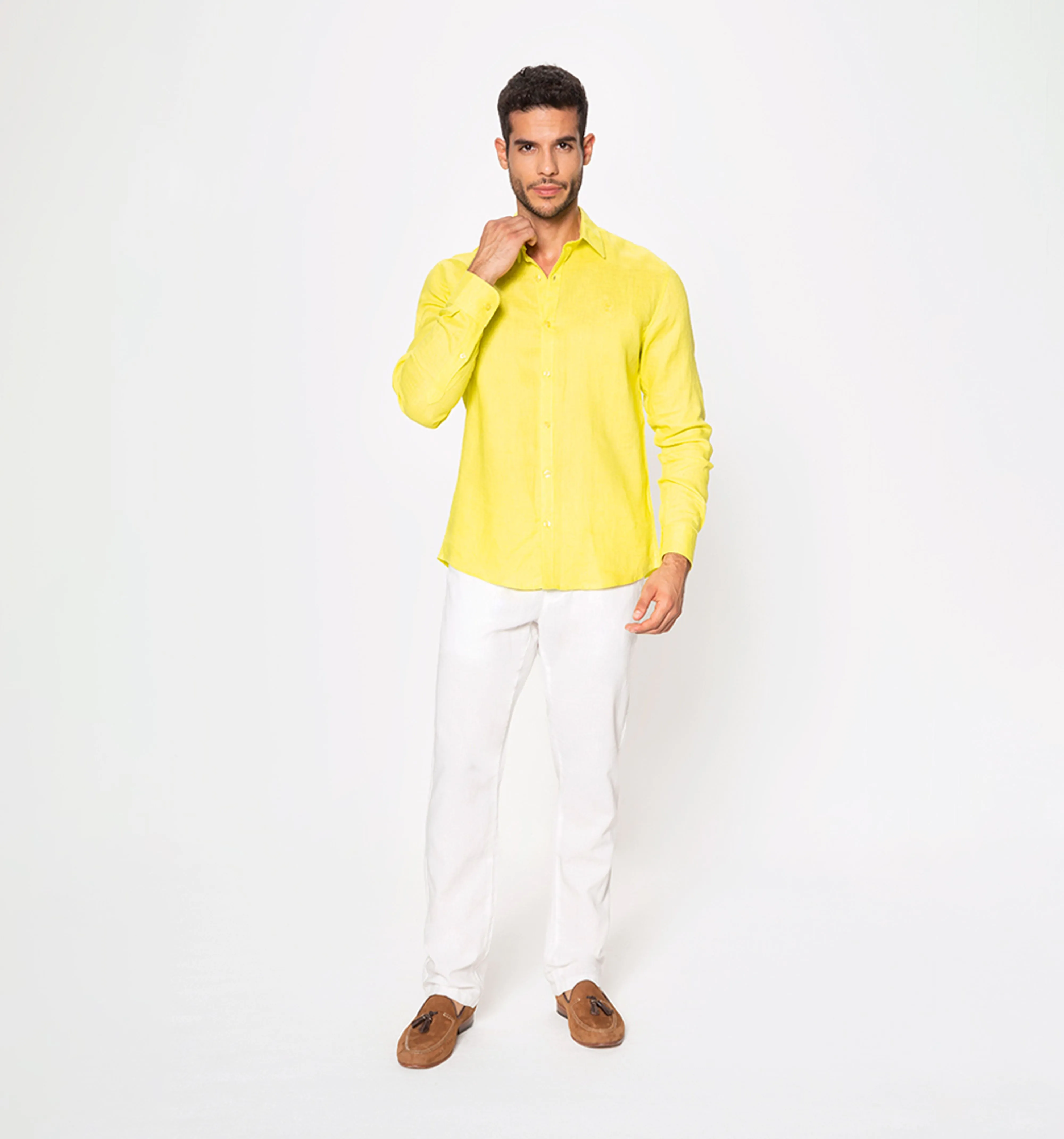 Camisa en lino manga larga regular fit