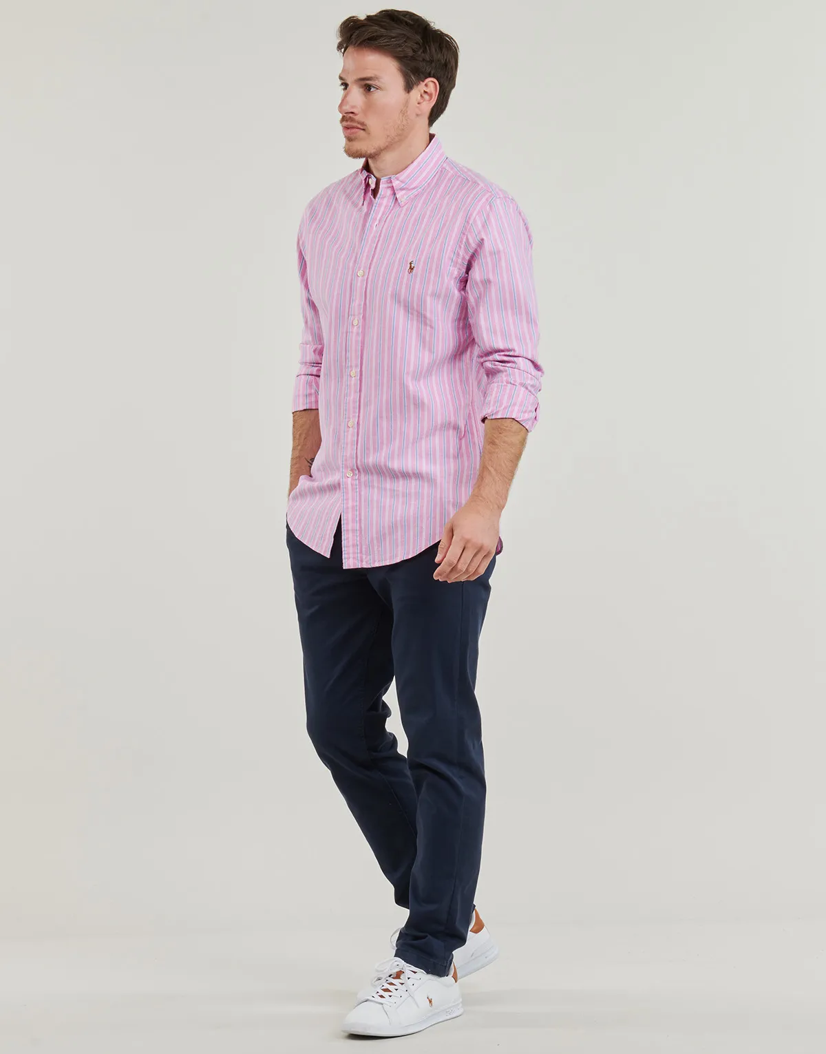 CHEMISE COUPE DROITE EN OXFORD RAYEE