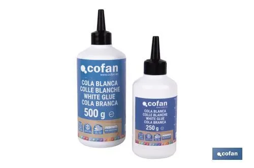 Cola blanca de 250 g y 500 g | Adhesivo rápido y fuerte para madera, papel y cartón