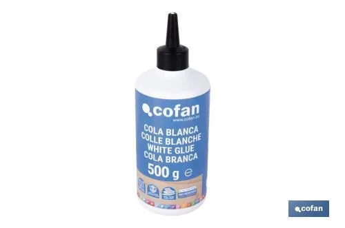 Cola blanca de 250 g y 500 g | Adhesivo rápido y fuerte para madera, papel y cartón