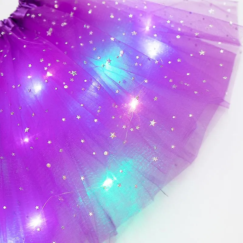 Girl Tutu Skirts Baby Sequin Led Light Up Pettiskirt Ballet Clothes Luminous Fancy Dress Sparkling