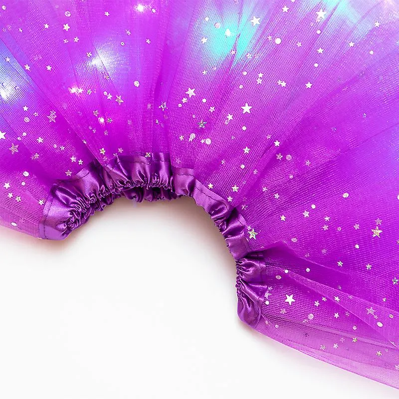 Girl Tutu Skirts Baby Sequin Led Light Up Pettiskirt Ballet Clothes Luminous Fancy Dress Sparkling