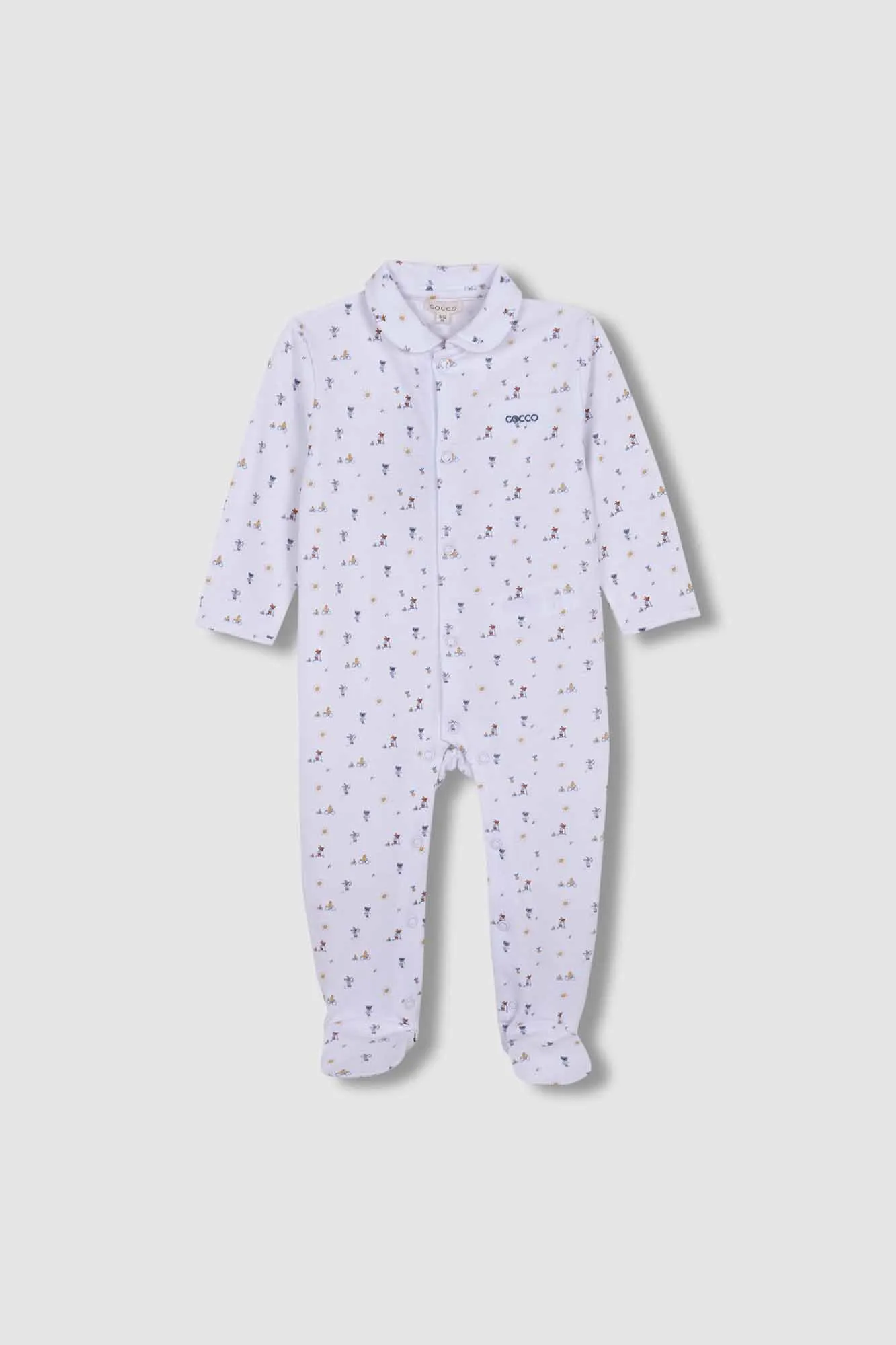 Gocco Pijama  Largo Estampado Animalitos Blanco