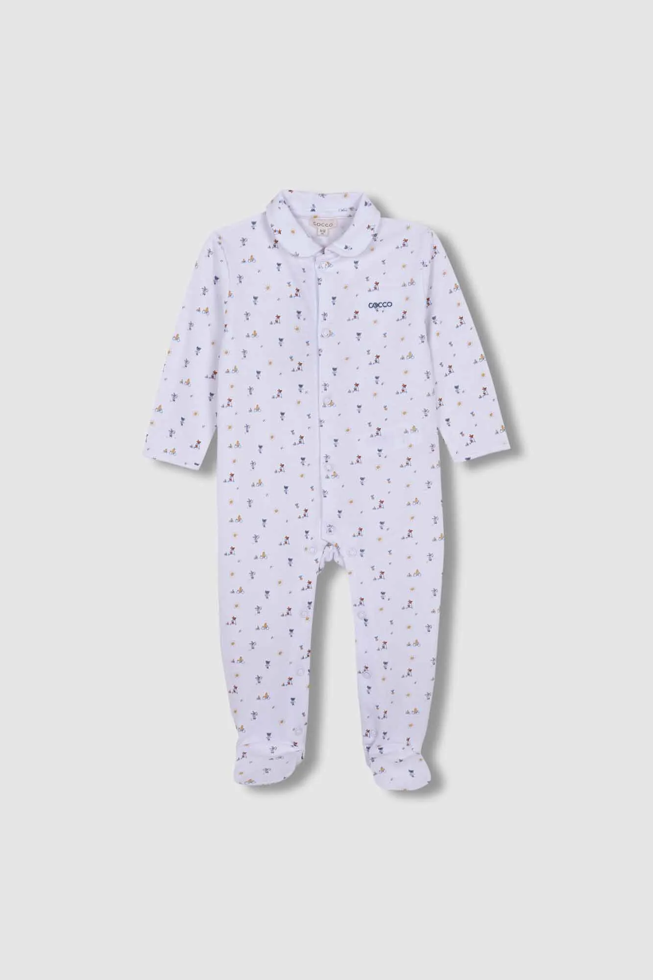 Gocco Pijama  Largo Estampado Animalitos Blanco