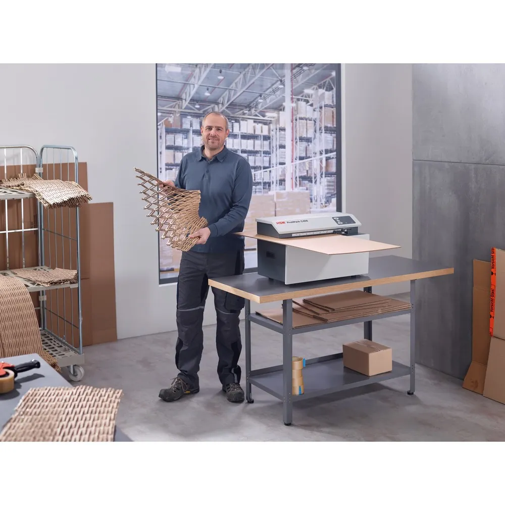 Máquina de acolchado y embalaje HSM ProfiPack C400, equipo de mesa
