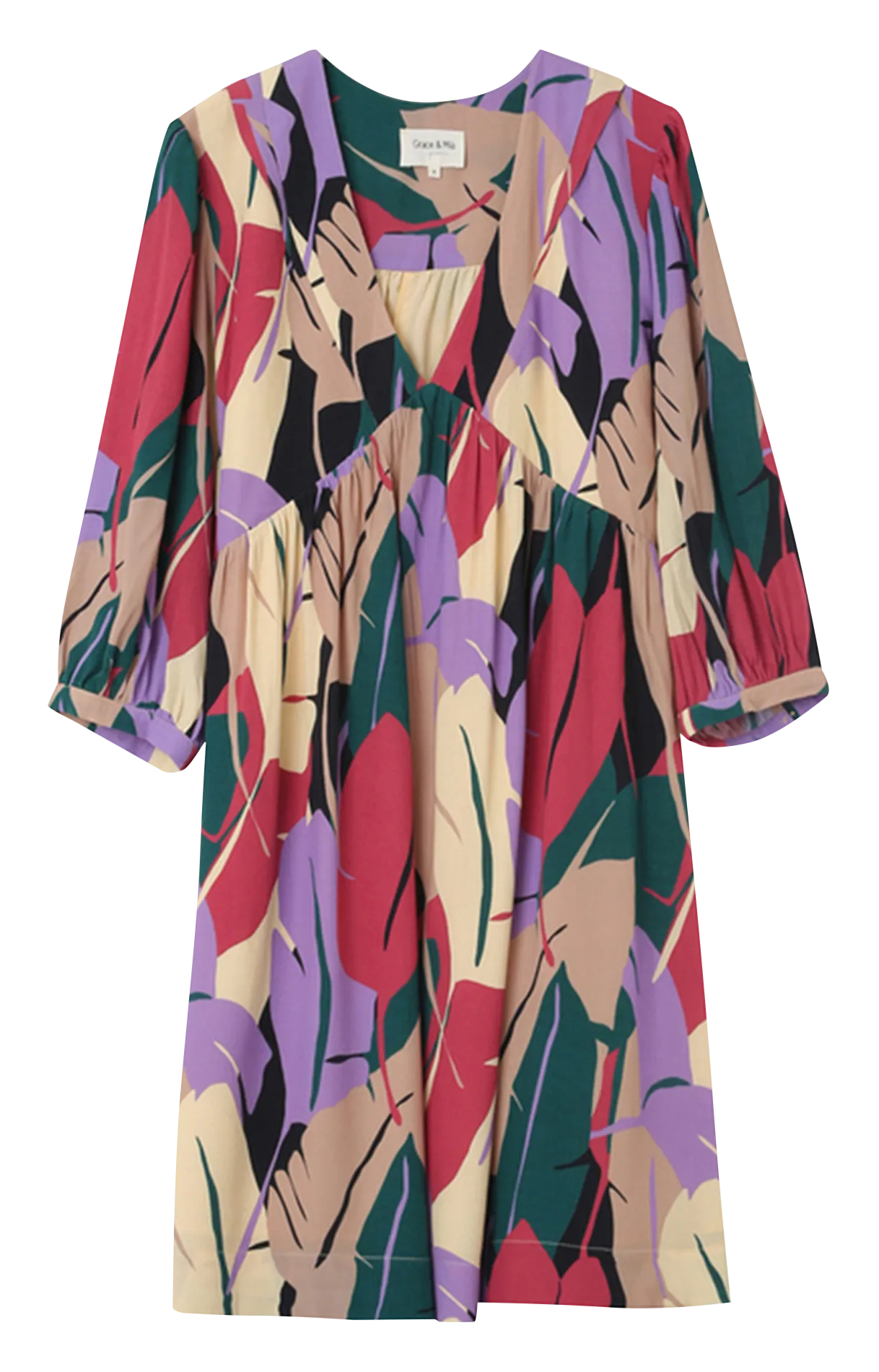NITA  VESTIDO CORTO BABYDOLL ESTAMPADO EN MULTICOLOR