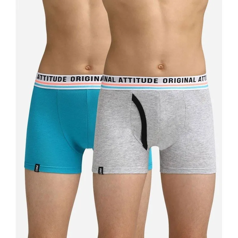 Pack 2 Boxer Juvenil DIM 20BFT gris/azul