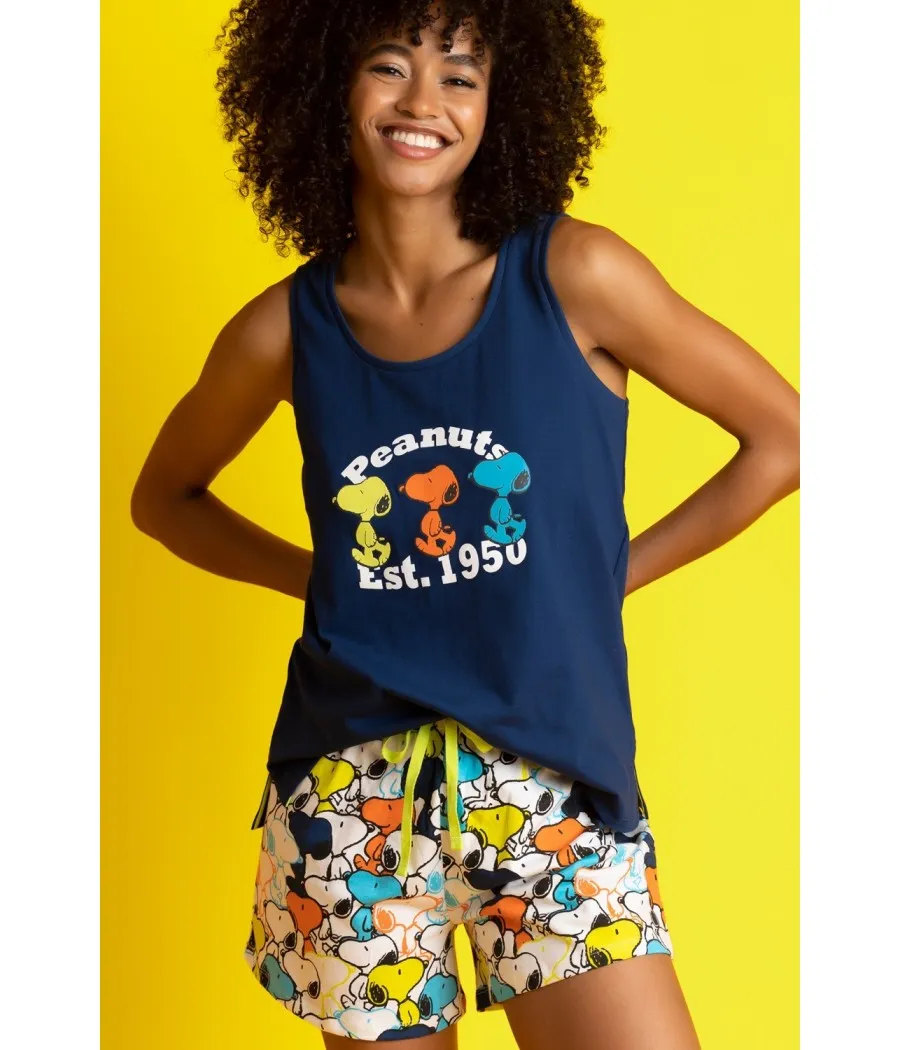 Pijama verano mujer Peanuts Snoopy Walk algodón