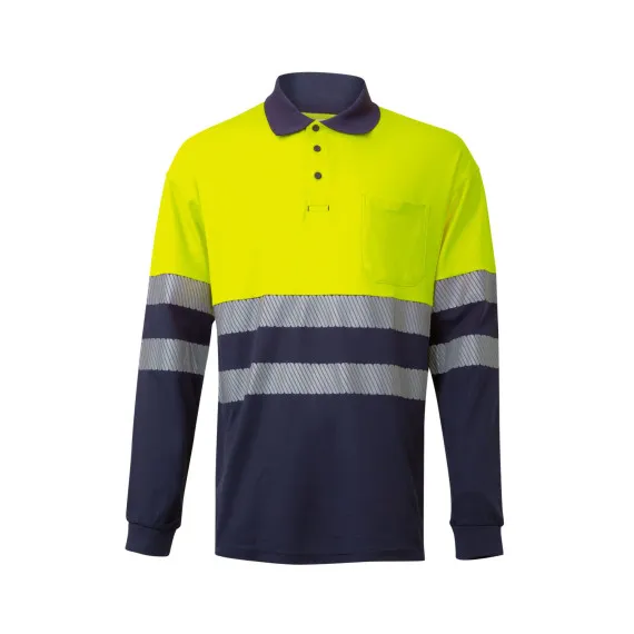 Polo de algodón bicolor manga larga Reflatex RS de alta visibilidad Serie 305525 VELILLA
