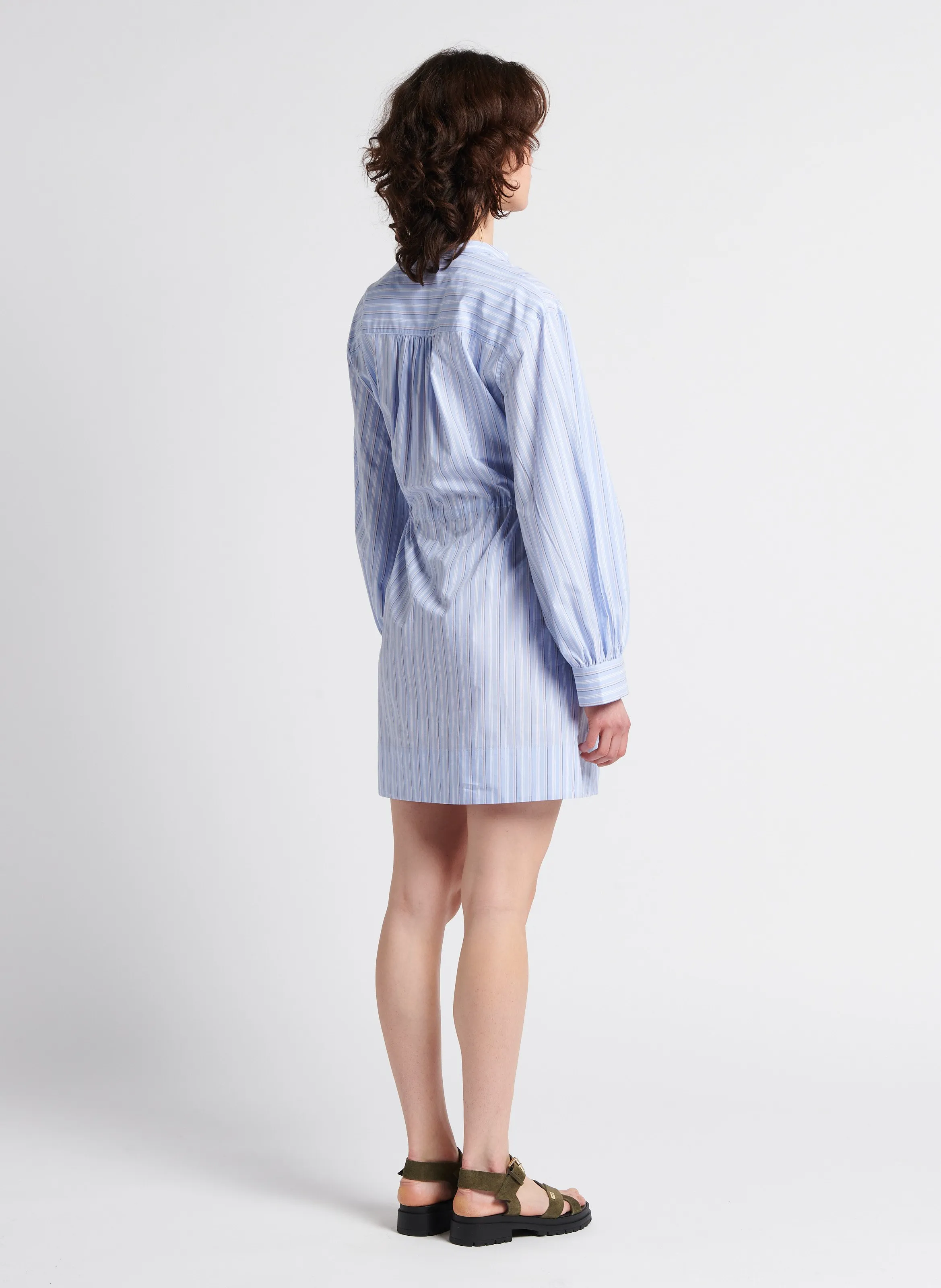 SAMSOE SAMSOE SAAMELIE  VESTIDO MIDI CON CINTURóN A RAYAS DE ALGODóN ORGáNICO EN RAYADO