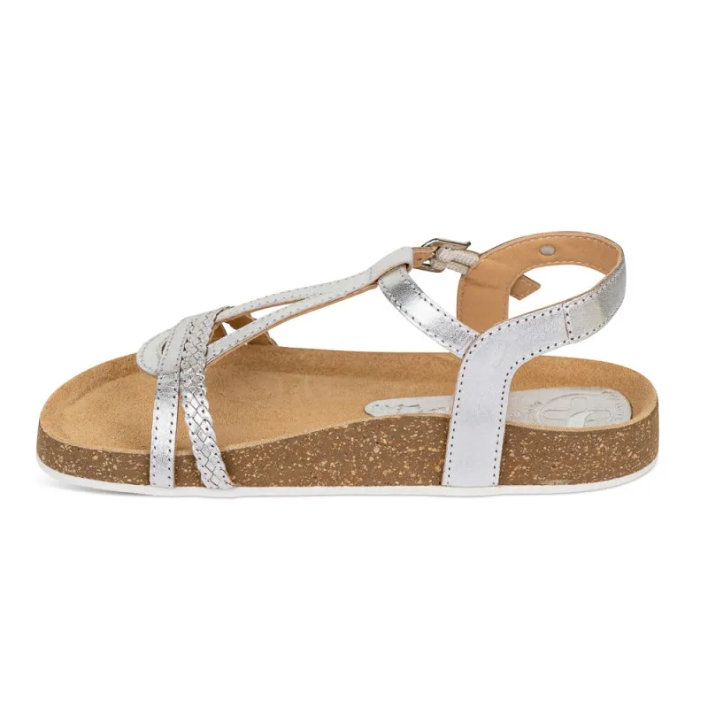 Sandalia Bios Piel Natural. hebilla/Trenza