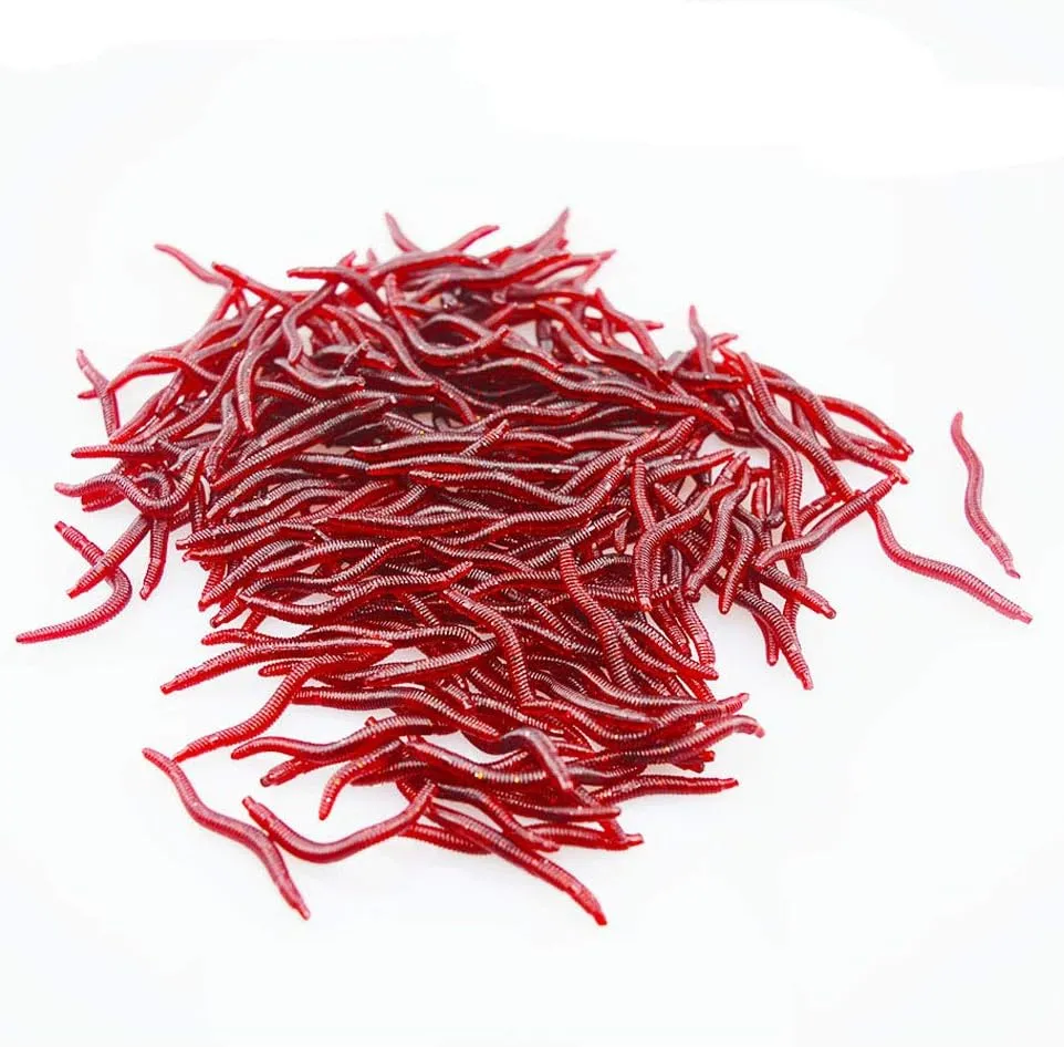 Senven Artificial lombriz  silicona suave biomimética Cebo lombriz Señuelos pesca lombriz Simulación Gusanos rojos plástico Ambi