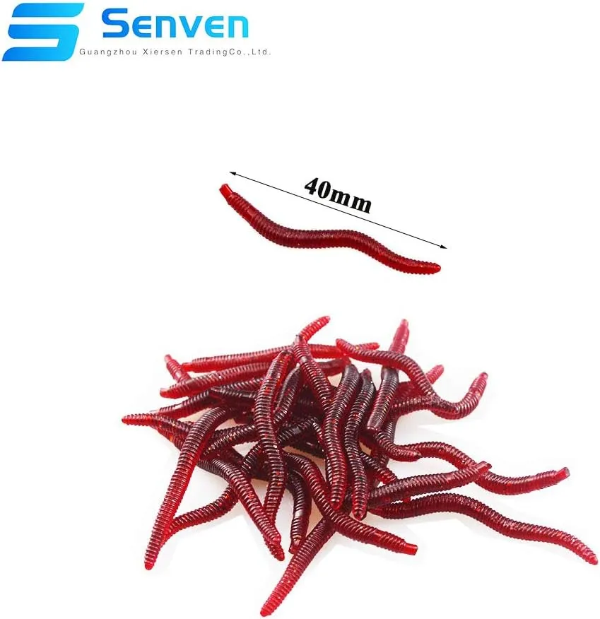Senven Artificial lombriz  silicona suave biomimética Cebo lombriz Señuelos pesca lombriz Simulación Gusanos rojos plástico Ambi