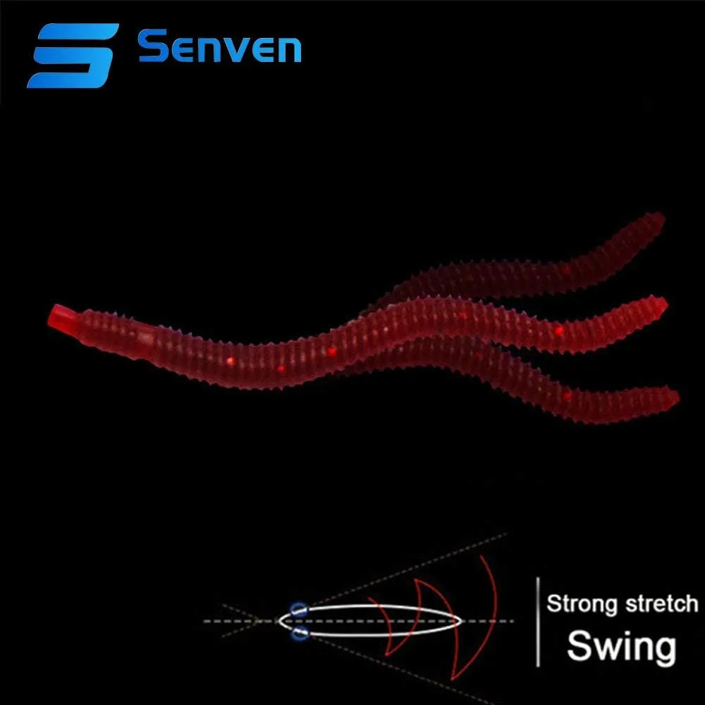 Senven Artificial lombriz  silicona suave biomimética Cebo lombriz Señuelos pesca lombriz Simulación Gusanos rojos plástico Ambi