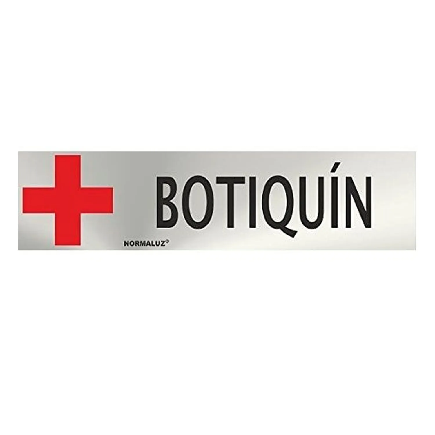 Señal Adhesiva Botiquin Acero Inoxidable 5x20 Cm  Gris