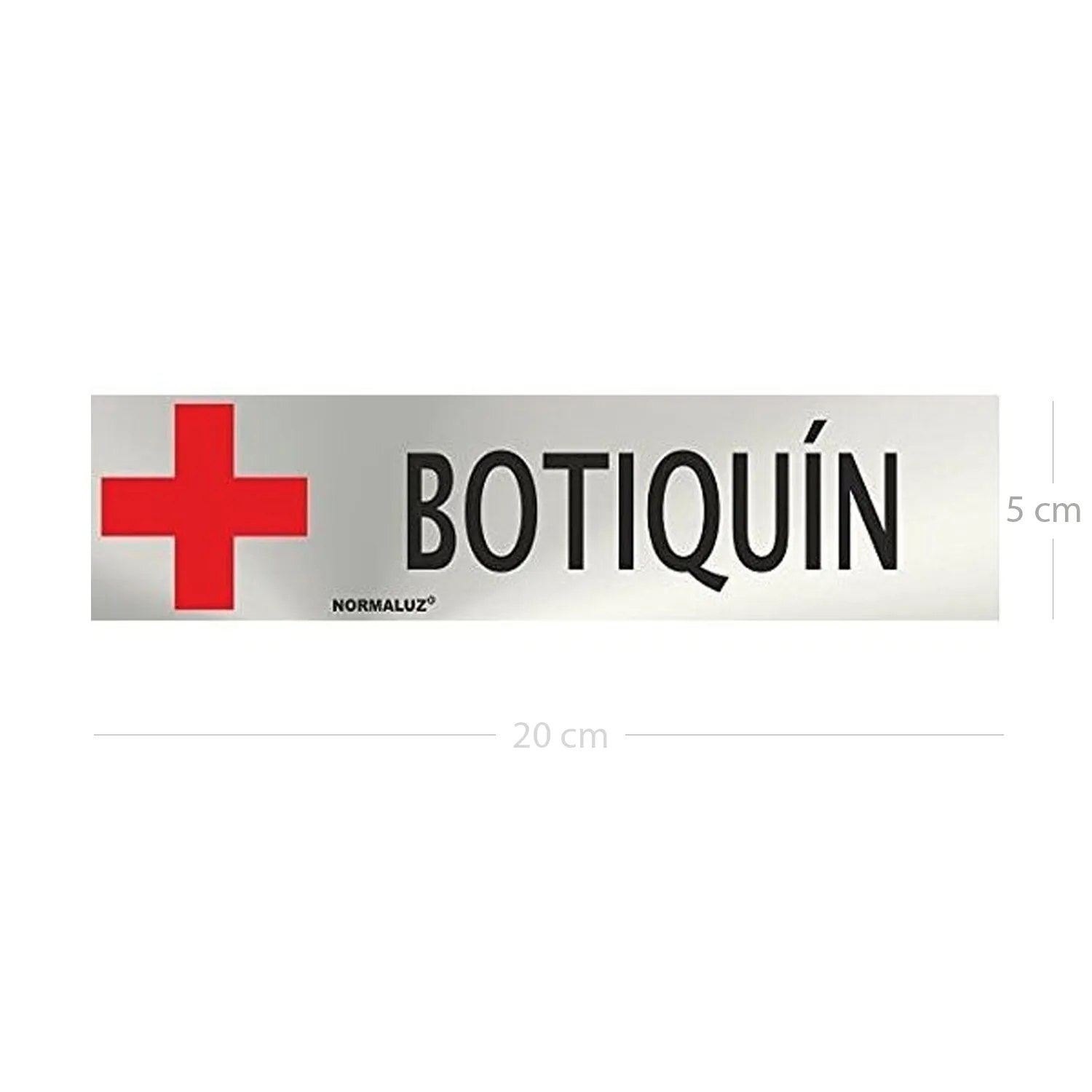 Señal Adhesiva Botiquin Acero Inoxidable 5x20 Cm  Gris