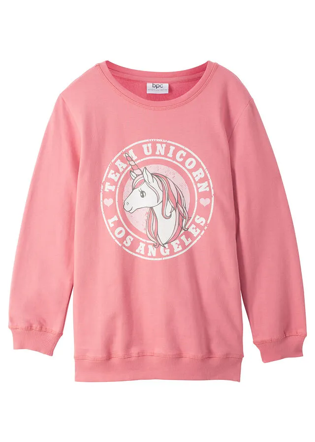 Sudadera de corte amplio para niñas Rosa humo estampado