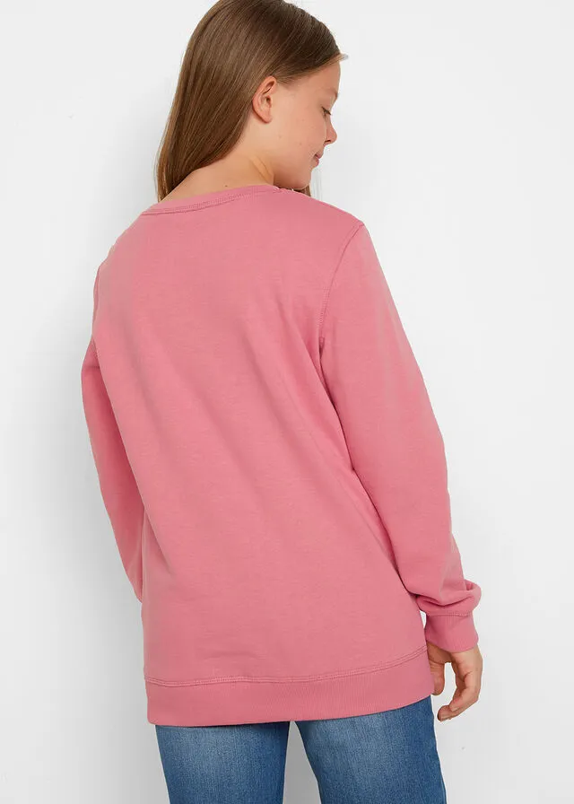 Sudadera de corte amplio para niñas Rosa humo estampado