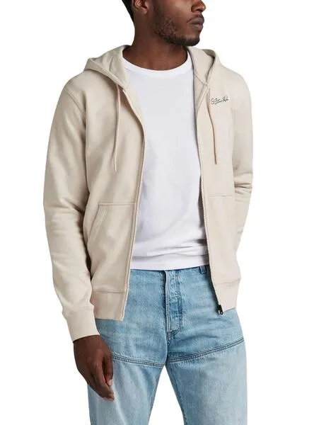 SUDADERA GSTAR BACK ZIP THROUGH BEIGE PARA HOMBRE