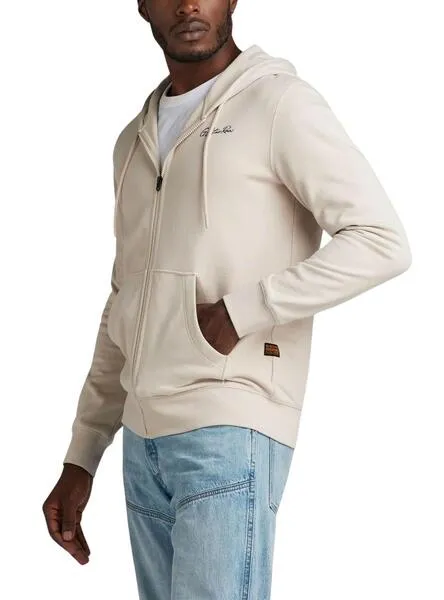 SUDADERA GSTAR BACK ZIP THROUGH BEIGE PARA HOMBRE