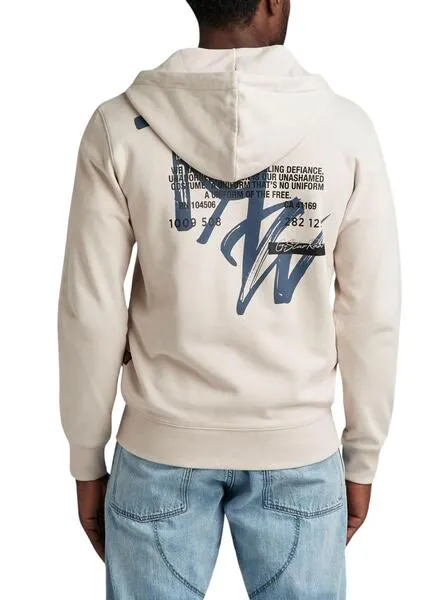 SUDADERA GSTAR BACK ZIP THROUGH BEIGE PARA HOMBRE