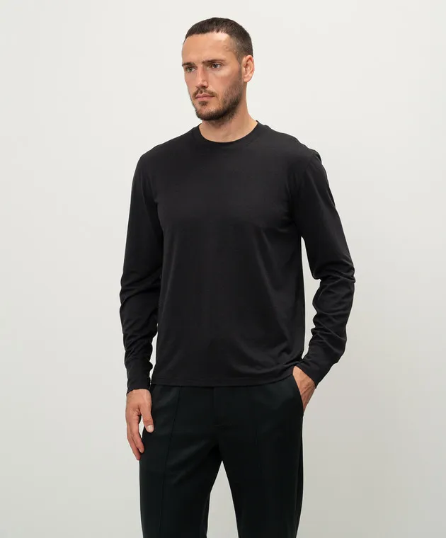 Tom Ford Black longsleeve with monogram logo embroidery