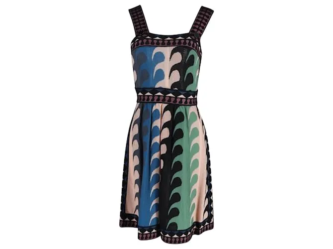Vestido estampado con escote cuadrado Missoni en lana multicolor Impresión de pitón 