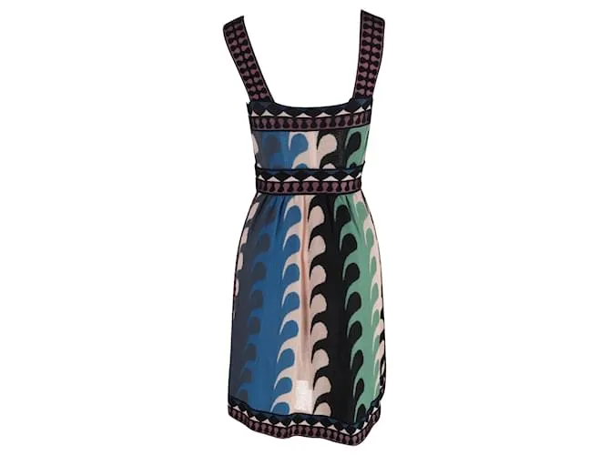 Vestido estampado con escote cuadrado Missoni en lana multicolor Impresión de pitón 